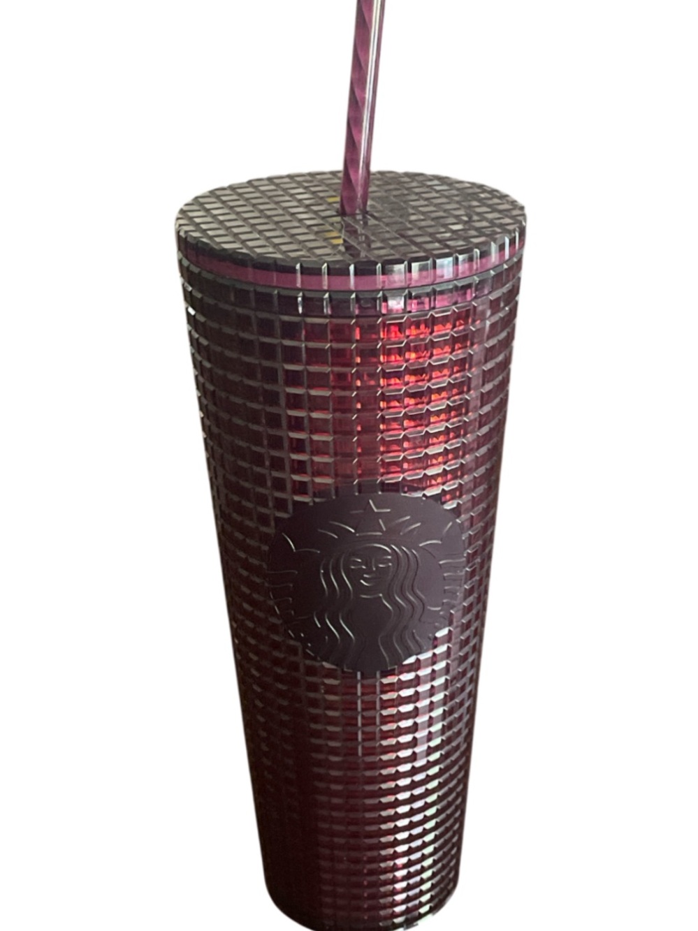 Starbucks 2020 Holiday Studded Grid Cold Cup Tumbler in the color Berry Plum.